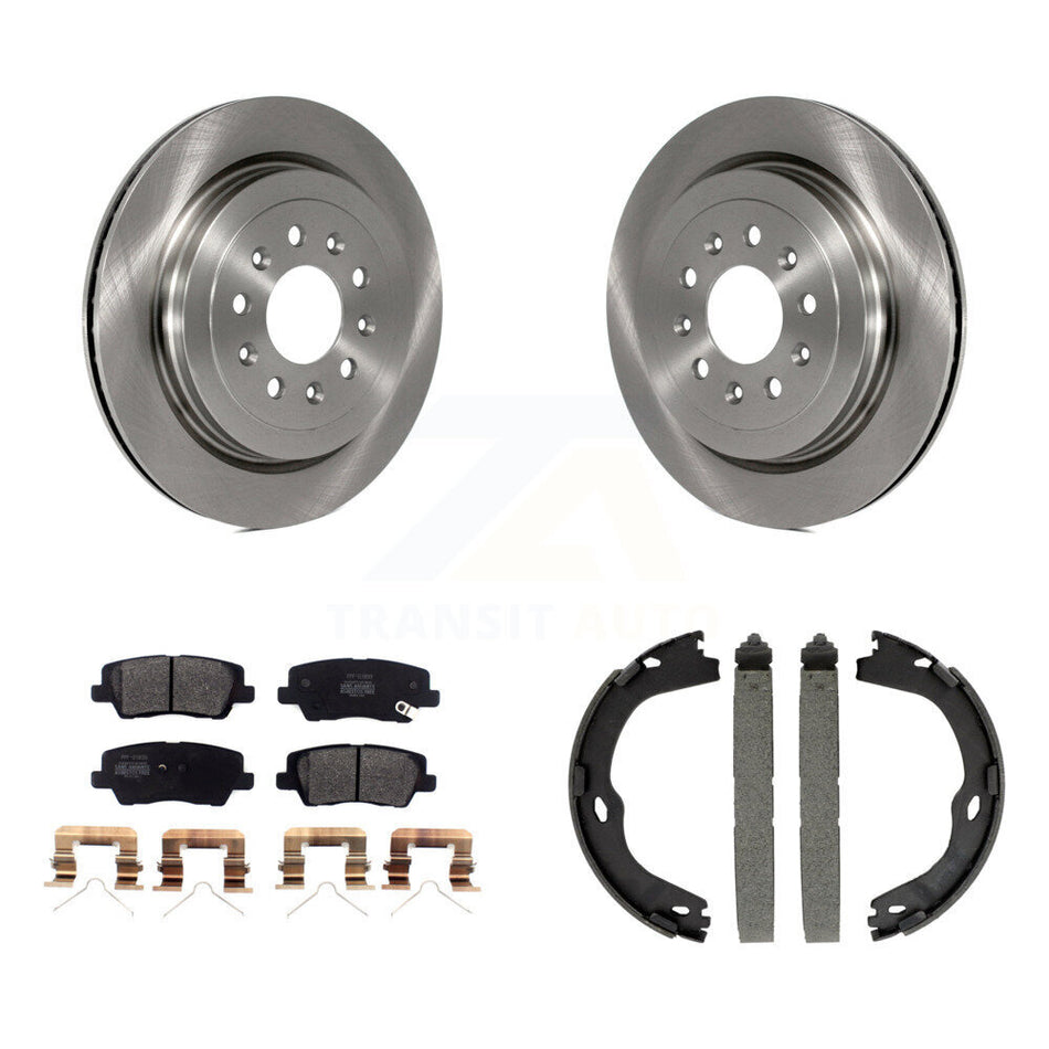 Rear Disc Rotors Semi-Metallic Pads And Parking Brake Shoes Kit For Cadillac ATS K8F-104650