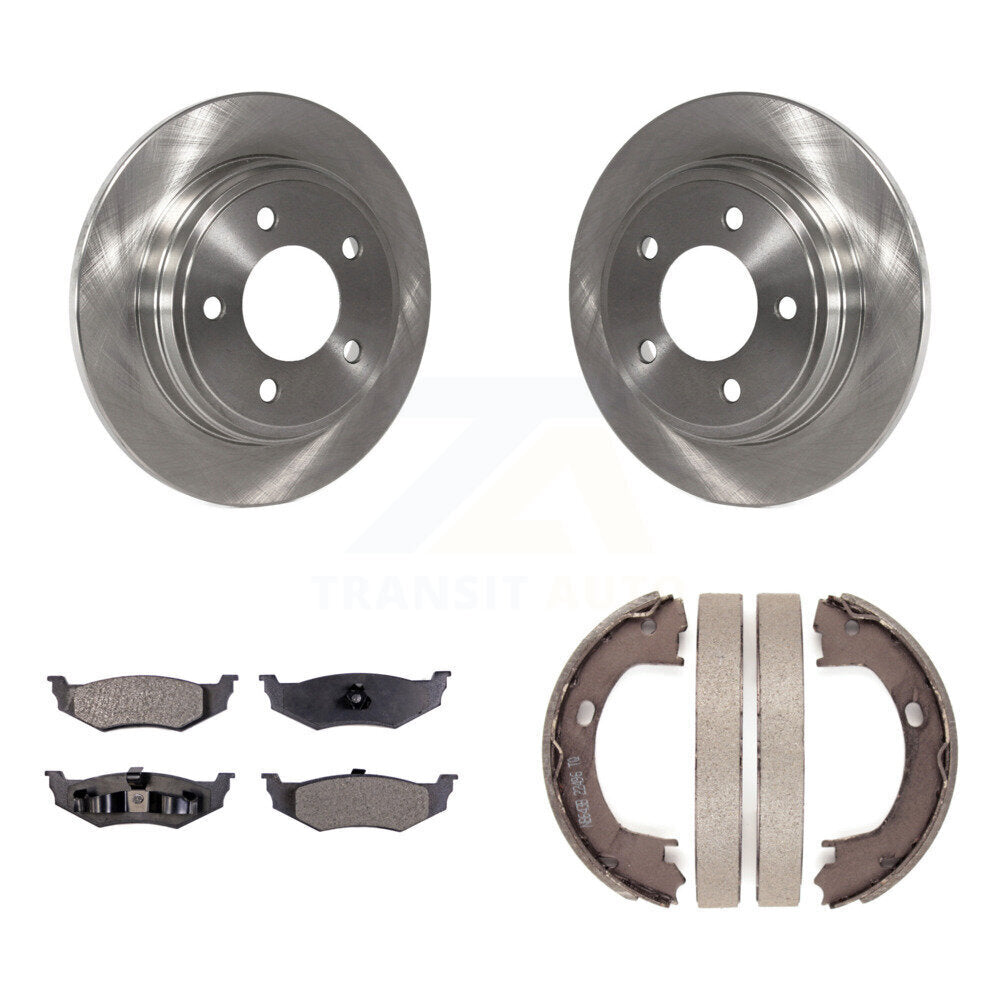 Rear Disc Rotors Semi-Metallic Pads & Parking Shoes Kit For Chrysler Intrepid Dodge 300M K8F-104652