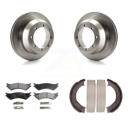 Rear Disc Rotors Semi-Metallic Pads Parking Shoes Kit For Ford E-350 Super Duty Econoline K8F-104656