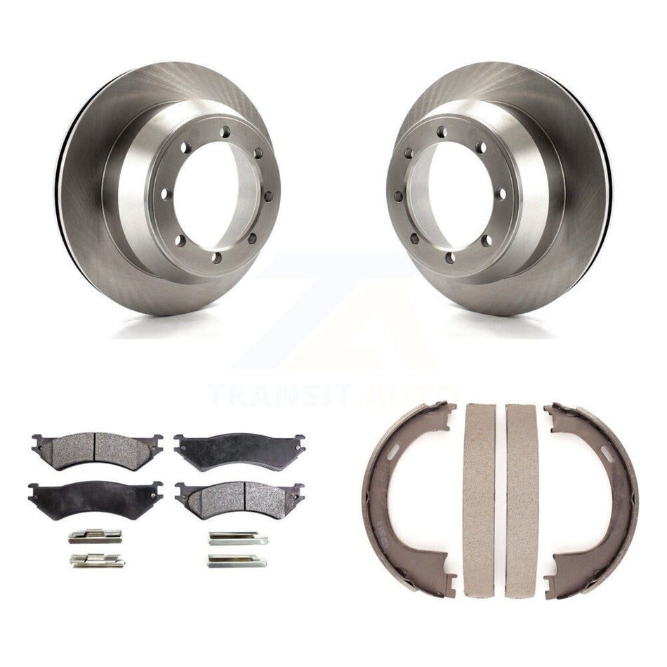 Rear Disc Rotors Semi-Metallic Pads And Parking Brake Shoes Kit For Ford F-150 Heritage K8F-104657