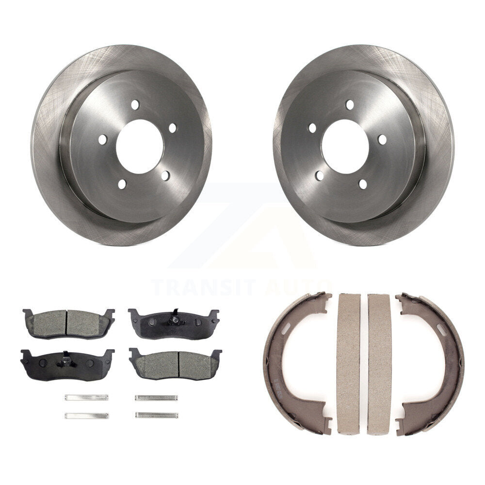 Rear Disc Rotors Semi-Metallic Pads Parking Shoes Kit For Ford F-150 Heritage Expedition K8F-104658
