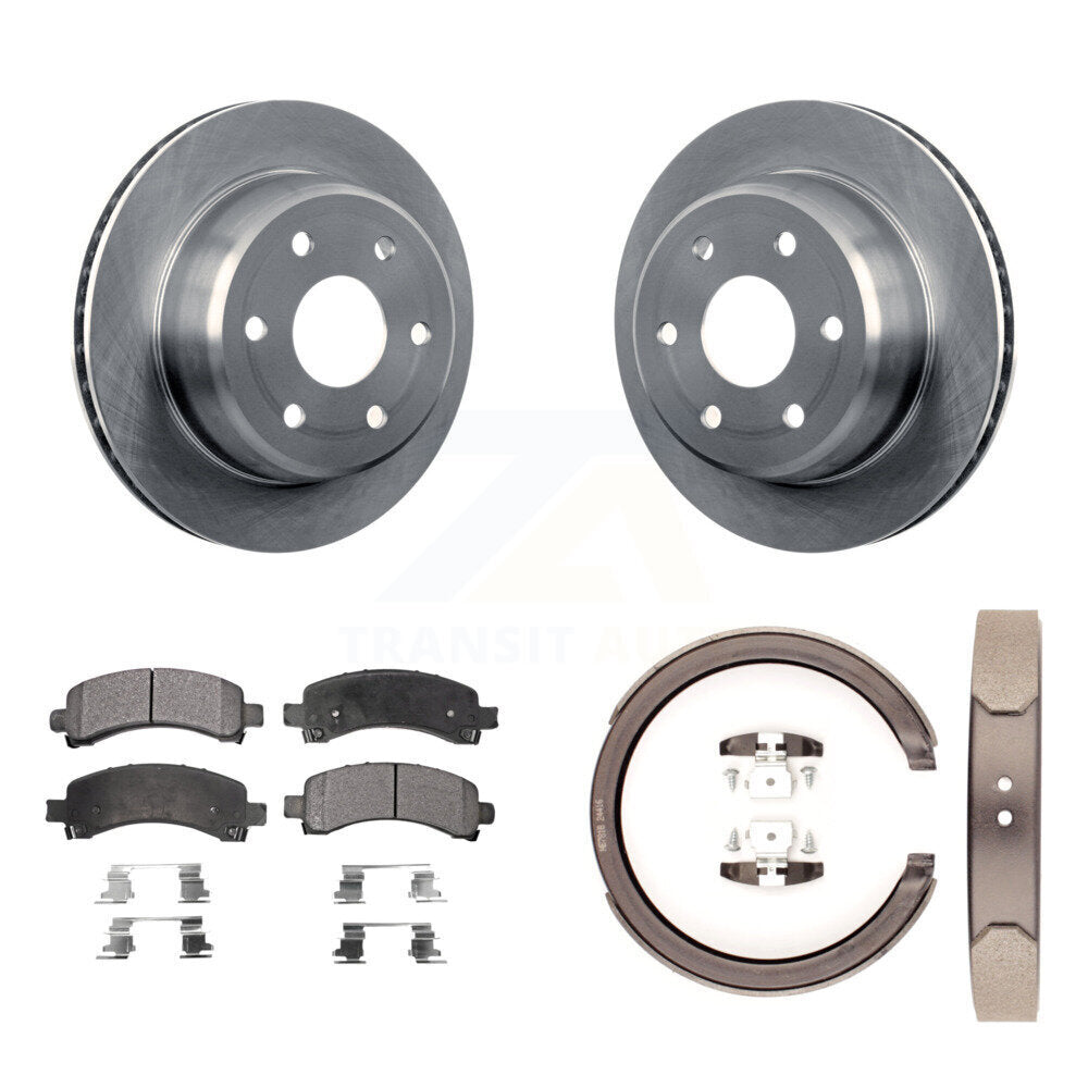 Rear Disc Rotors Semi-Metallic Pads Parking Shoes Kit For Chevrolet GMC Avalanche 1500 XL K8F-104662