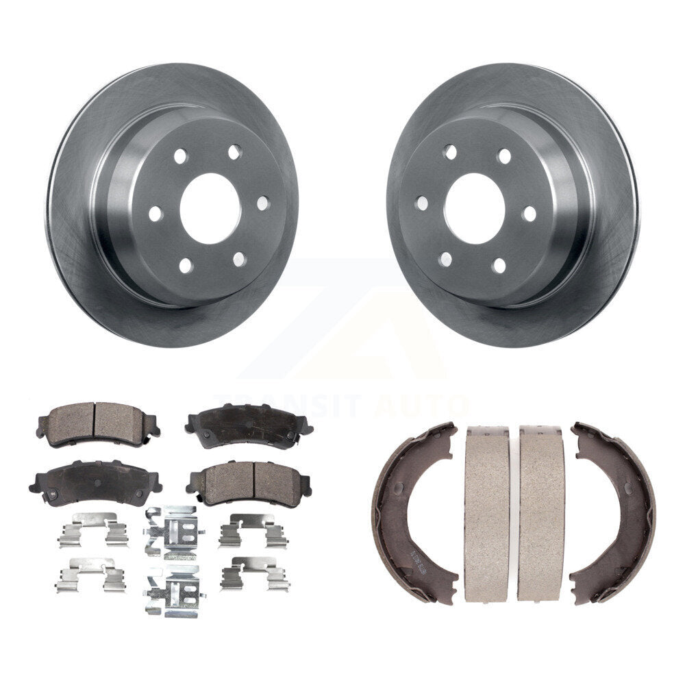 Rear Disc Rotors Semi-Metallic Pads & Parking Shoes Kit For Chevrolet Silverado 1500 GMC K8F-104665