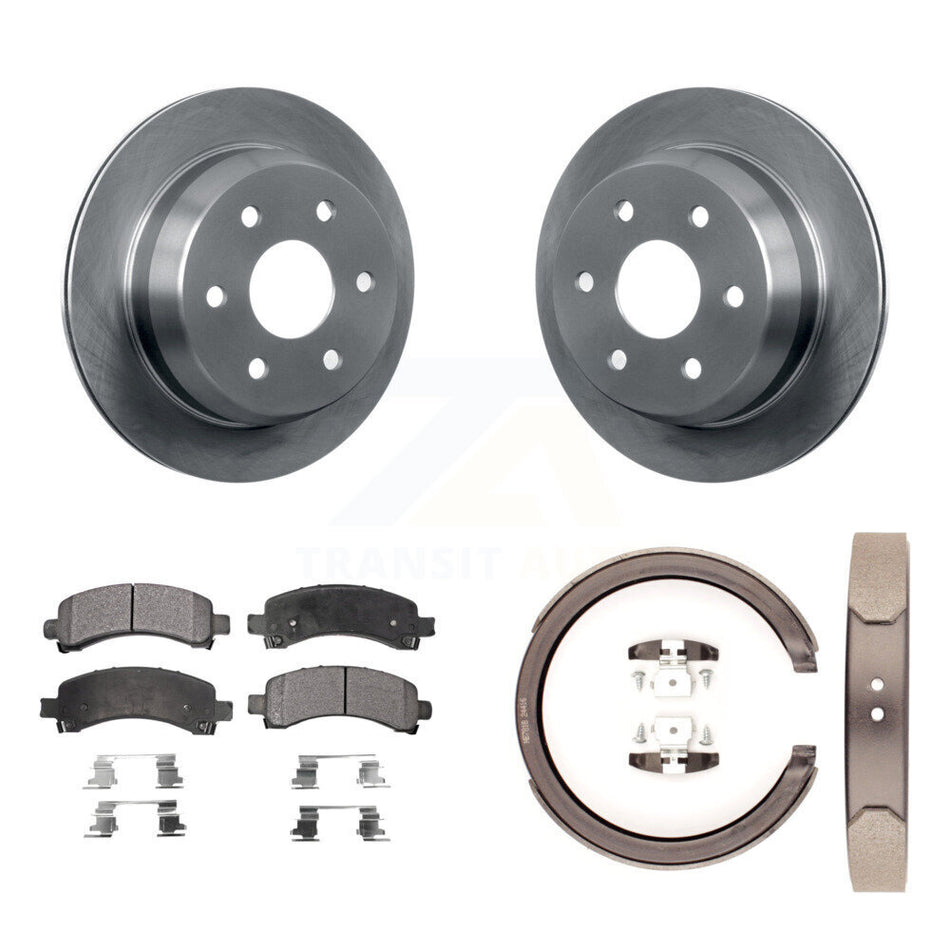 Rear Disc Rotors Semi-Metallic Pads & Parking Shoes Kit For 2002 Chevrolet Avalanche 1500 K8F-104666