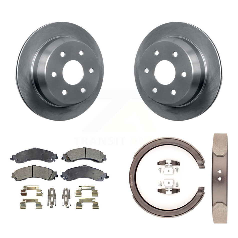 Rear Disc Rotors Semi-Metallic Pads Parking Shoes Kit For 02 Chevrolet Suburban 1500 4WD K8F-104667