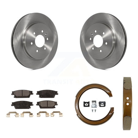Rear Disc Rotors Semi-Metallic Pads And Parking Brake Shoes Kit For Cadillac SRX K8F-104668