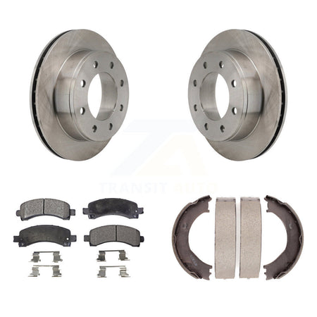 Rear Disc Rotors Semi-Metallic Pads And Parking Shoes Kit For Chevrolet Express 2500 GMC K8F-104670