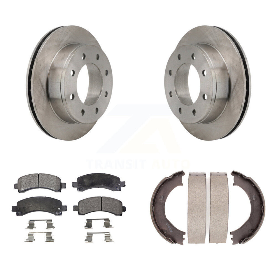 Rear Disc Rotors Semi-Metallic Pads And Parking Shoes Kit For Chevrolet Express 2500 GMC K8F-104670