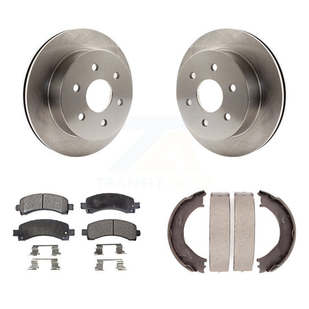 Rear Disc Rotors Semi-Metallic Pads And Parking Shoes Kit For Chevrolet Express 2500 GMC K8F-104671