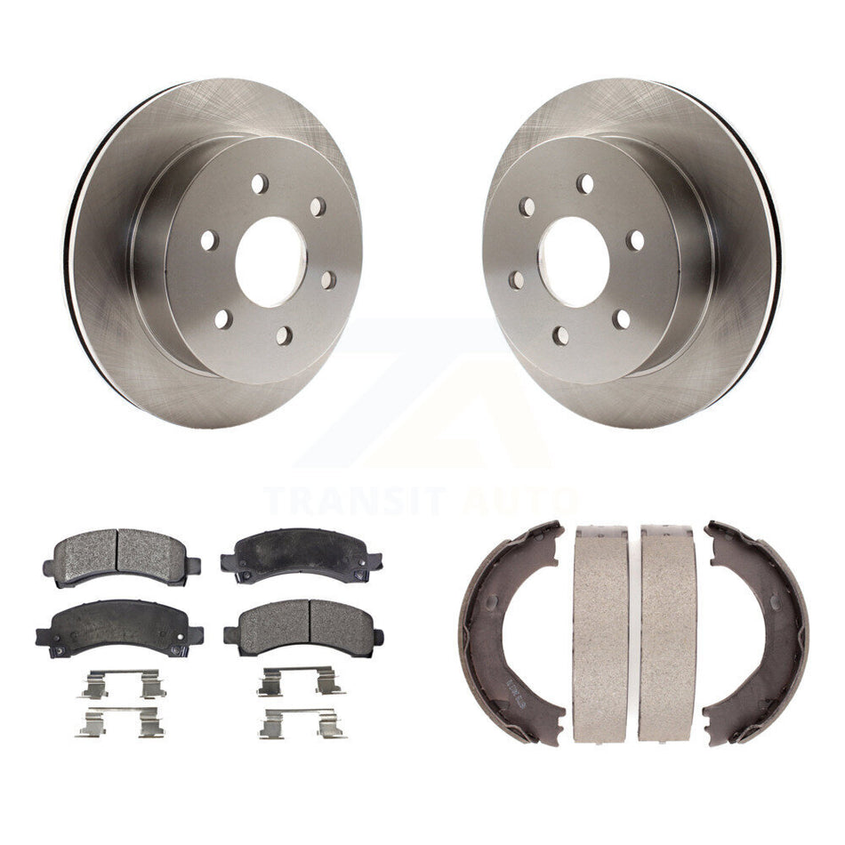 Rear Disc Rotors Semi-Metallic Pads And Parking Shoes Kit For Chevrolet Express 2500 GMC K8F-104671
