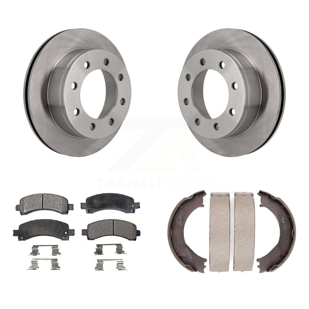Rear Disc Rotors Semi-Metallic Pads Parking Shoes Kit For Chevrolet GMC Express 3500 2500 K8F-104672