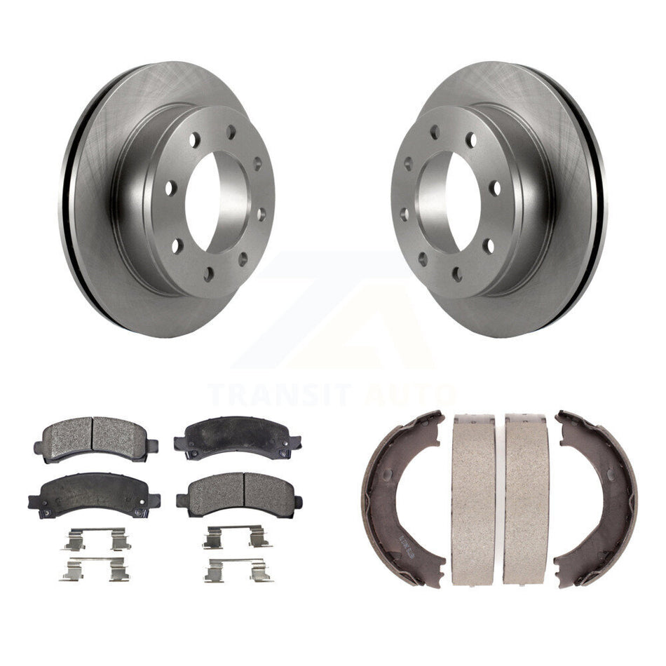 Rear Disc Rotors Semi-Metallic Pads Parking Shoes Kit For Chevrolet Express 3500 GMC 2500 K8F-104673