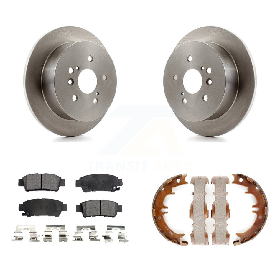 Rear Disc Rotors Semi-Metallic Pads & Parking Brake Shoes Kit For 2004-2010 Toyota Sienna K8F-104675