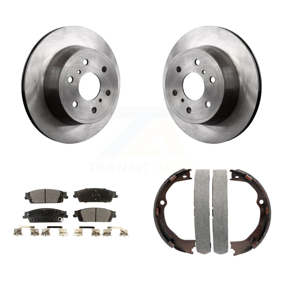 Rear Disc Rotors Semi-Metallic Pads Parking Shoes Kit For GMC Chevrolet Sierra 1500 Tahoe K8F-104676