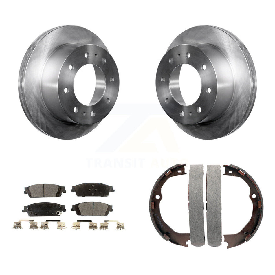 Rear Disc Rotors Semi-Metallic Pads And Parking Brake Shoes Kit For Chevrolet Suburban K8F-104677