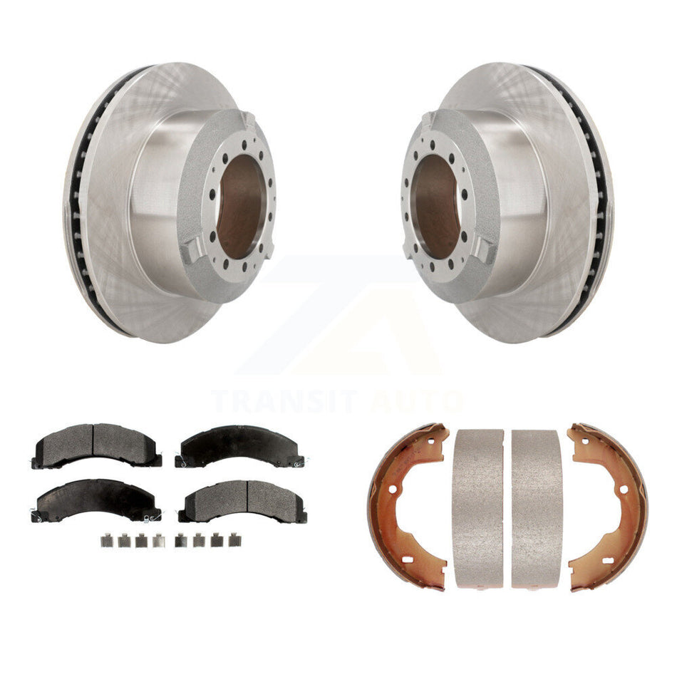 Rear Disc Rotors Semi-Metallic Pads & Parking Shoes Kit For Ram Dodge Sterling Truck 4500 K8F-104679