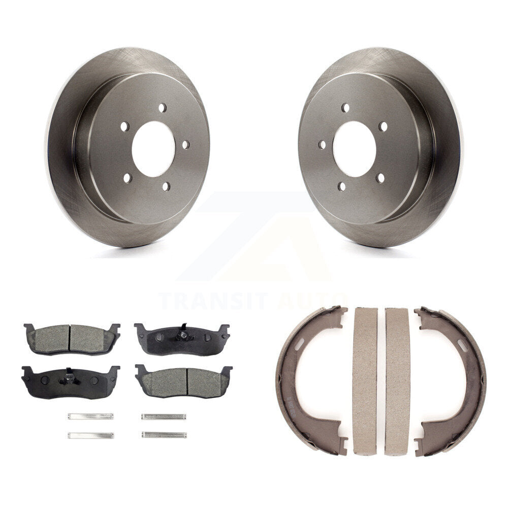 Rear Disc Rotors Semi-Metallic Pads & Parking Shoes Kit For Ford F-150 Expedition Lincoln K8F-104681