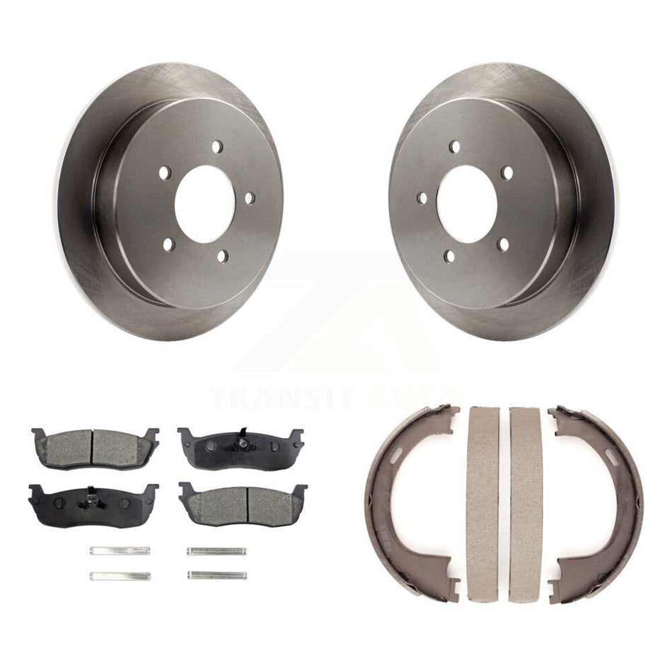 Rear Disc Rotors Semi-Metallic Pads & Parking Shoes Kit For Ford F-150 Expedition Lincoln K8F-104681