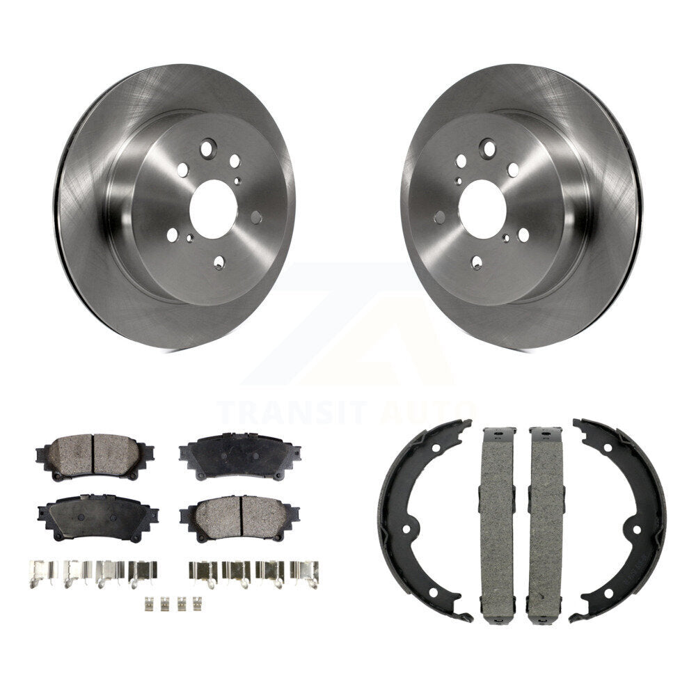 Rear Disc Rotors Semi-Metallic Pads And Parking Brake Shoes Kit For Lexus IS350 IS250 K8F-104686