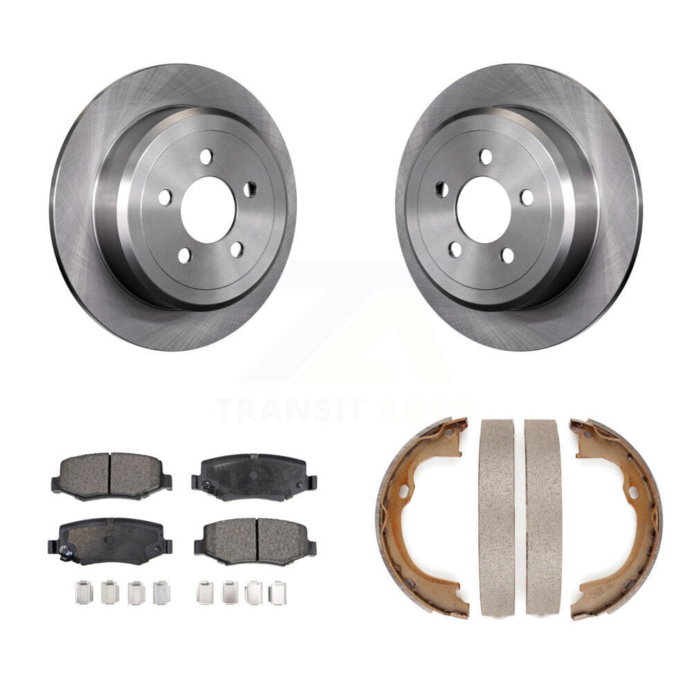 Rear Disc Rotors Semi-Metallic Pads Parking Brake Shoes Kit For Jeep Liberty Dodge Nitro K8F-104688