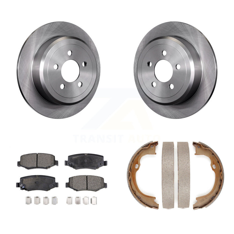 Rear Disc Rotors Semi-Metallic Pads Parking Brake Shoes Kit For Jeep Liberty Dodge Nitro K8F-104688