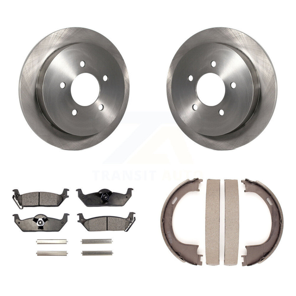 Rear Disc Rotors Semi-Metallic Pads And Parking Brake Shoes Kit For Ford F-150 K8F-104692