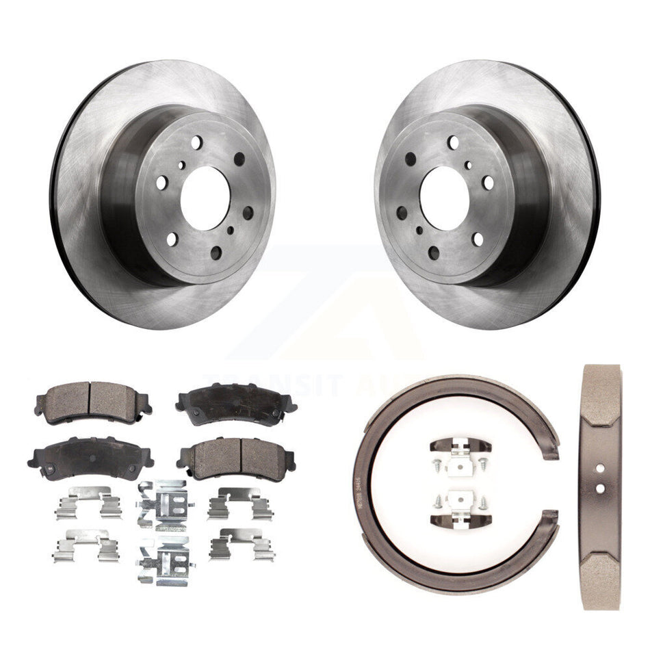 Rear Disc Rotors Semi-Metallic Pads & Parking Brake Shoes Kit For GMC Sierra 1500 Classic K8F-104698