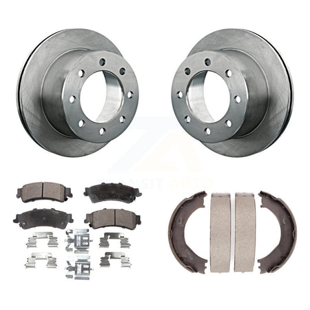 Rear Disc Rotors Semi-Metallic Pads And Parking Brake Shoes Kit For 2001 GMC Sierra 3500 K8F-104700