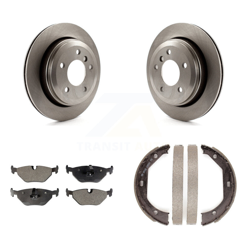 Rear Disc Rotors Semi-Metallic Pads And Parking Brake Shoes Kit For 2001-2005 BMW 325xi K8F-104704