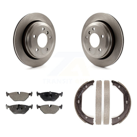 Rear Disc Rotors Semi-Metallic Pads And Parking Brake Shoes Kit For 2001-2005 BMW 325xi K8F-104704