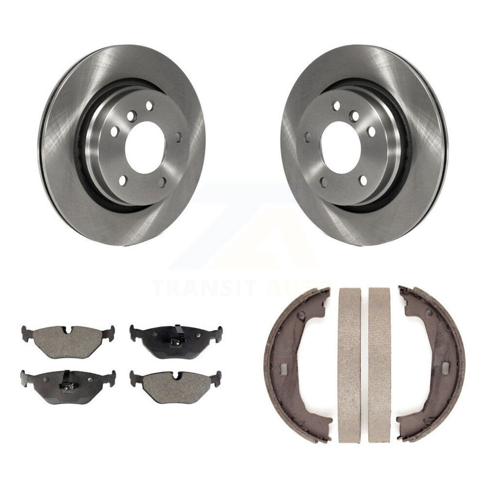 Rear Disc Rotors Semi-Metallic Pads Parking Shoes Kit For BMW 325i 325Ci 323Ci 323i 328Ci K8F-104705
