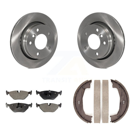 Rear Disc Rotors Semi-Metallic Pads And Parking Brake Shoes Kit For BMW 320i 323Ci 323i K8F-104706