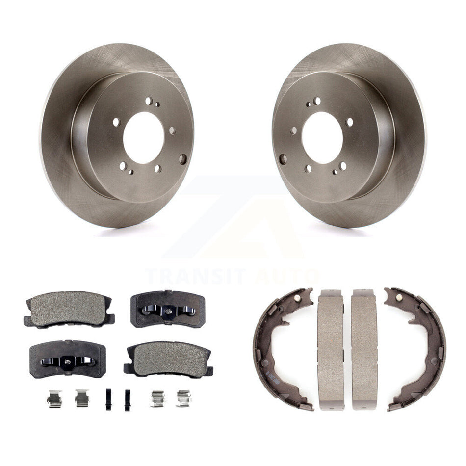 Rear Disc Rotors Semi-Metallic Pads And Parking Brake Shoes Kit For Mitsubishi Outlander K8F-104711