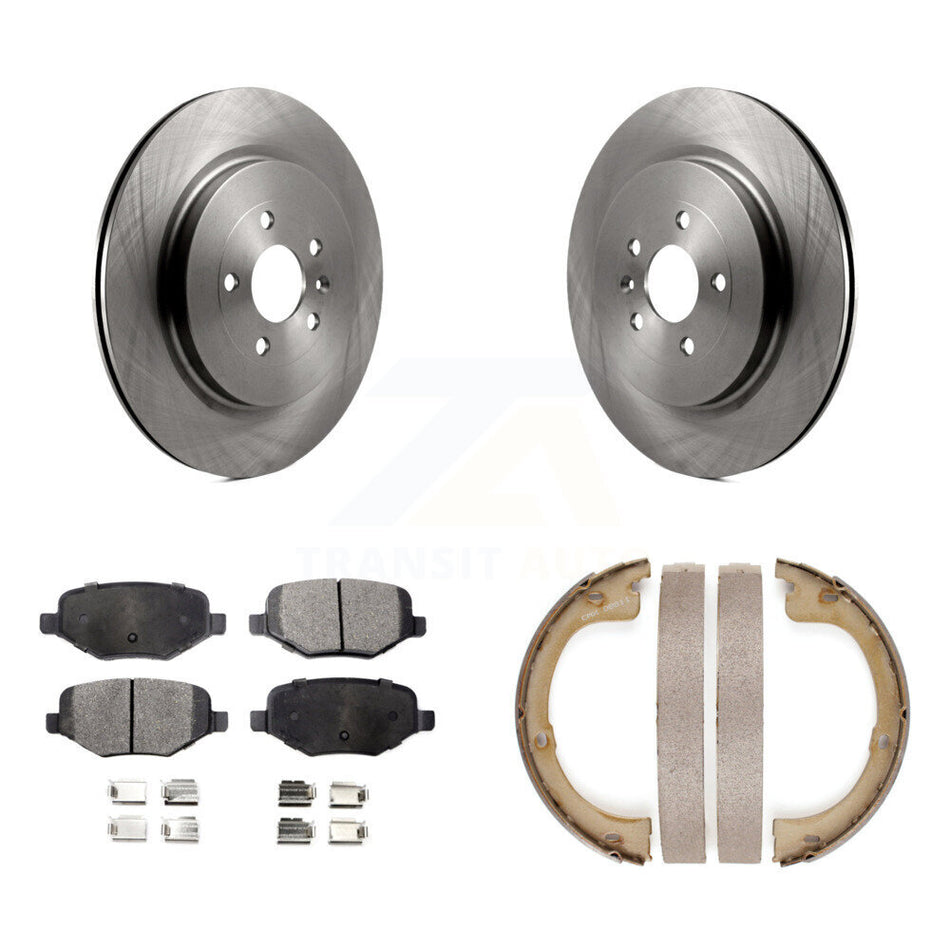 Rear Disc Rotors Semi-Metallic Pads And Parking Brake Shoes Kit For Lincoln MKT K8F-104713