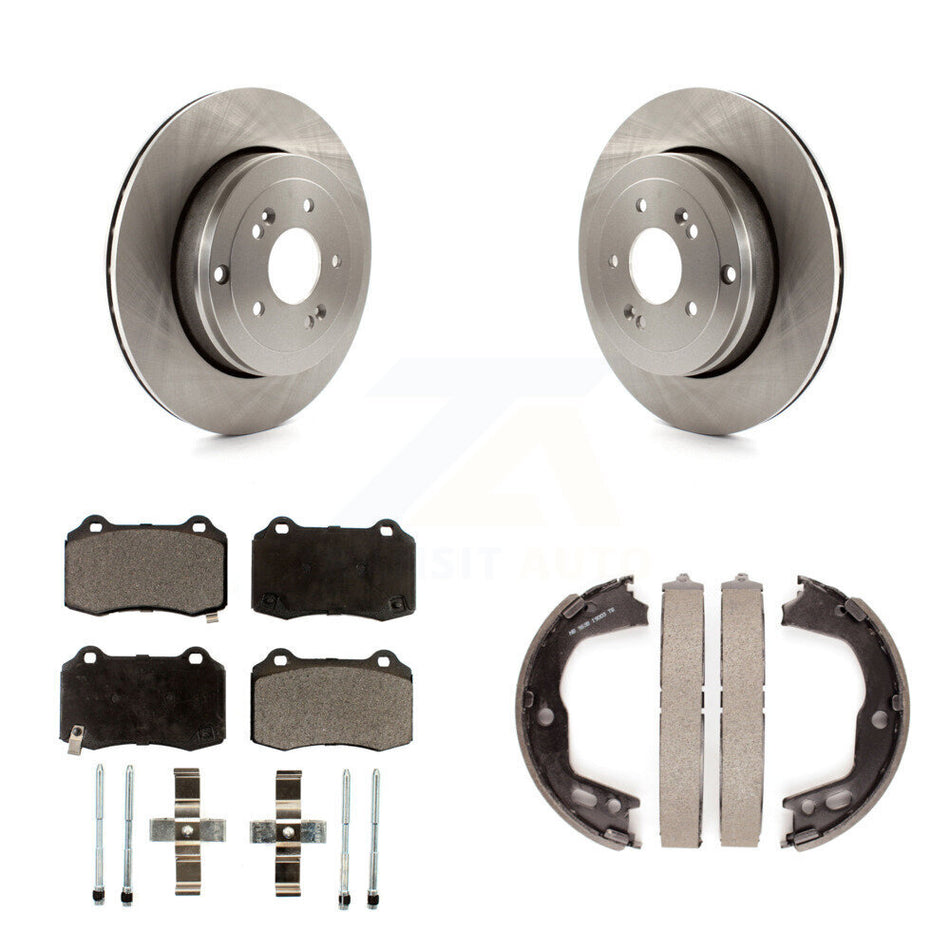 Rear Disc Rotors Semi-Metallic Pads And Parking Brake Shoes Kit For Hyundai Genesis Coupe K8F-104719