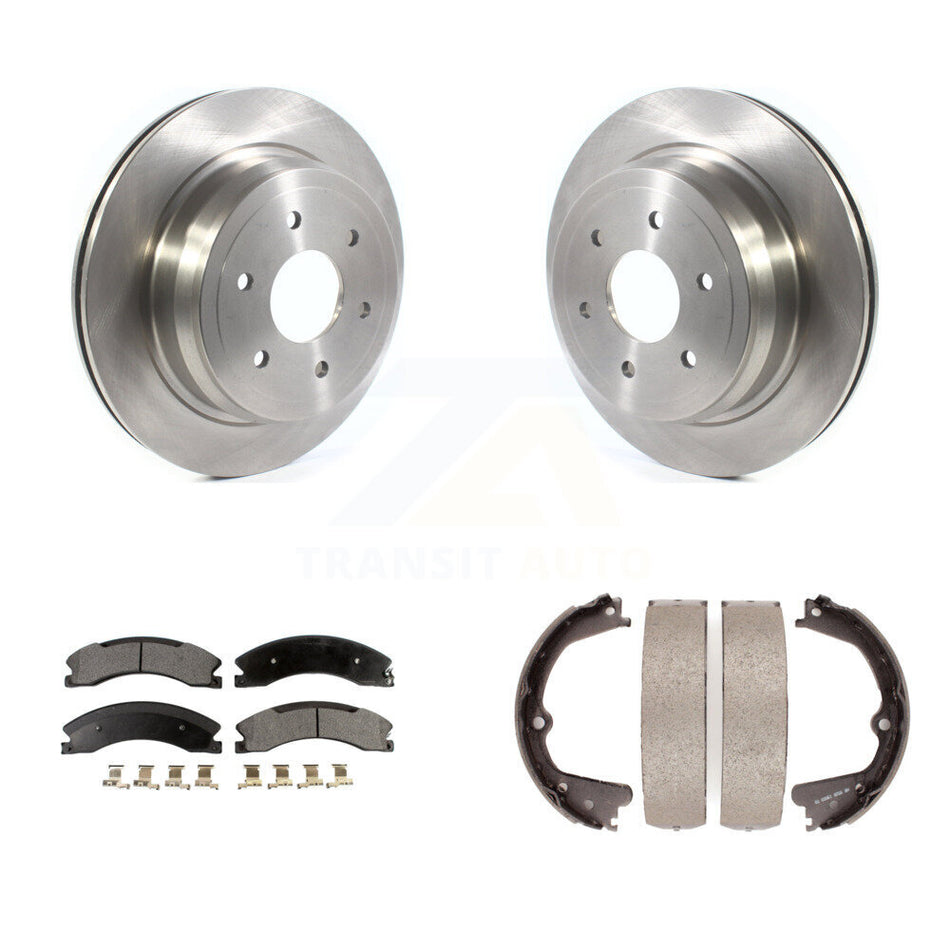 Rear Disc Rotors Semi-Metallic Pads Parking Brake Shoes Kit For 2016-2019 Nissan TITAN XD K8F-104722