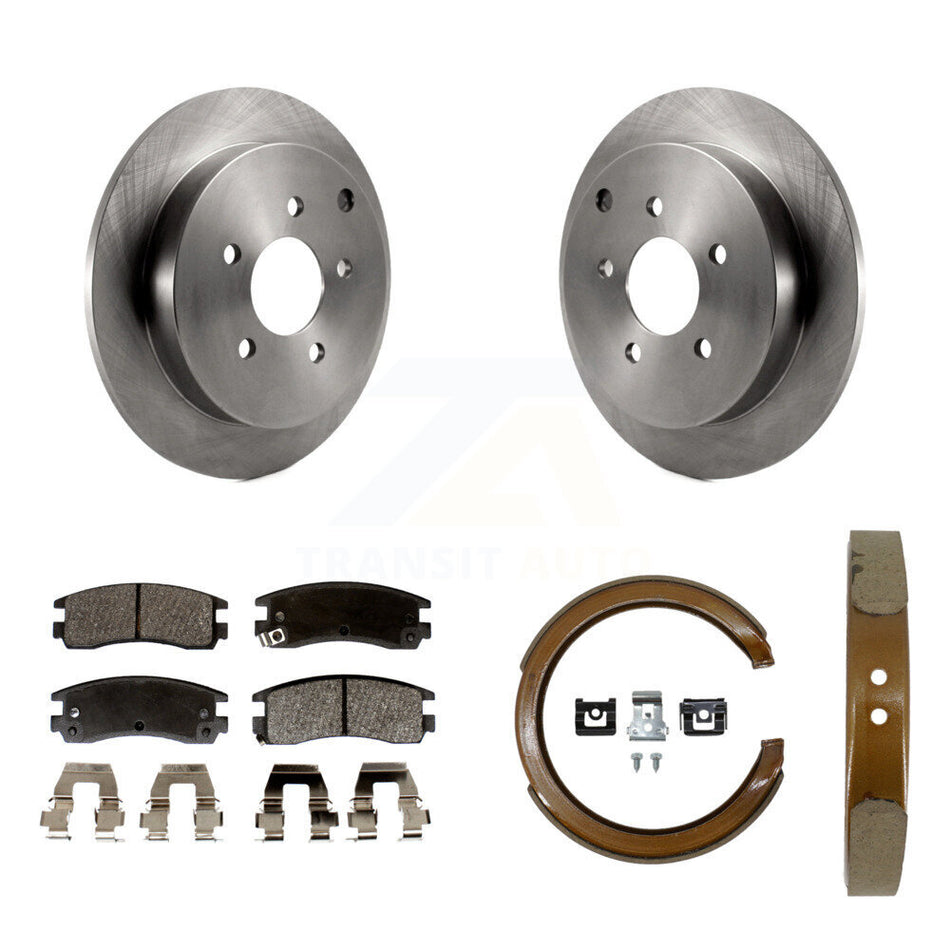 Rear Disc Rotors Semi-Metallic Pads Parking Shoes Kit For Buick Rendezvous Pontiac Aztek K8F-104724