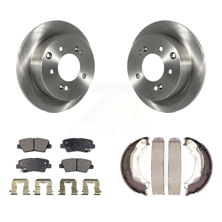 Rear Disc Rotors Semi-Metallic Pads And Parking Brake Shoes Kit For 2010-2013 Kia Soul K8F-104729