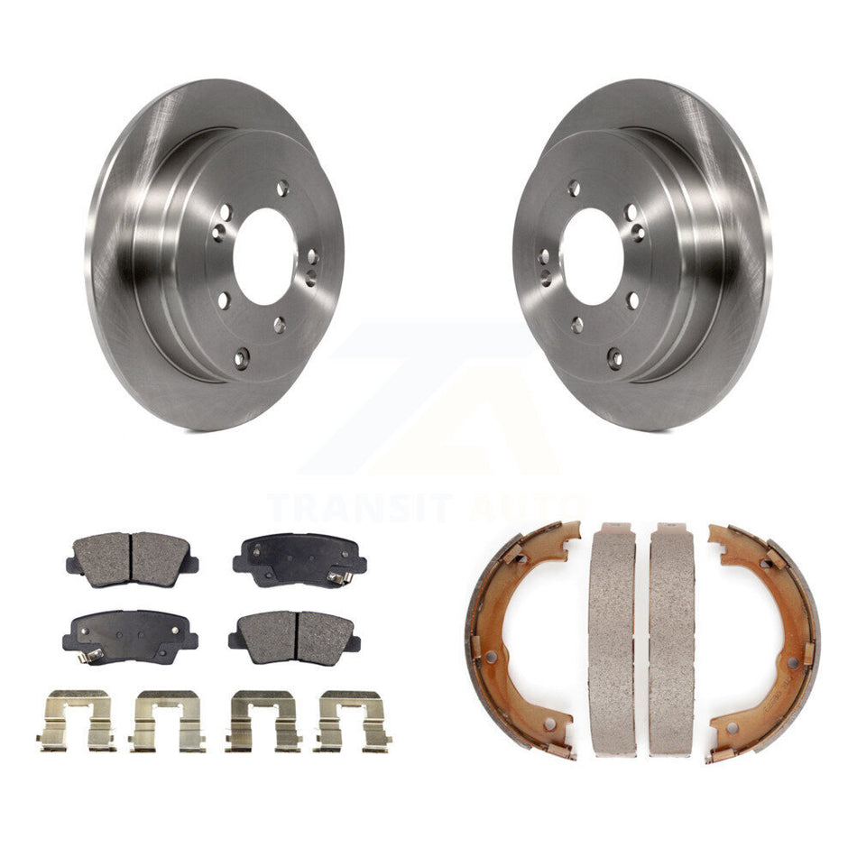 Rear Disc Rotors Semi-Metallic Pads Parking Brake Shoes Kit For Kia Amanti Hyundai Azera K8F-104730