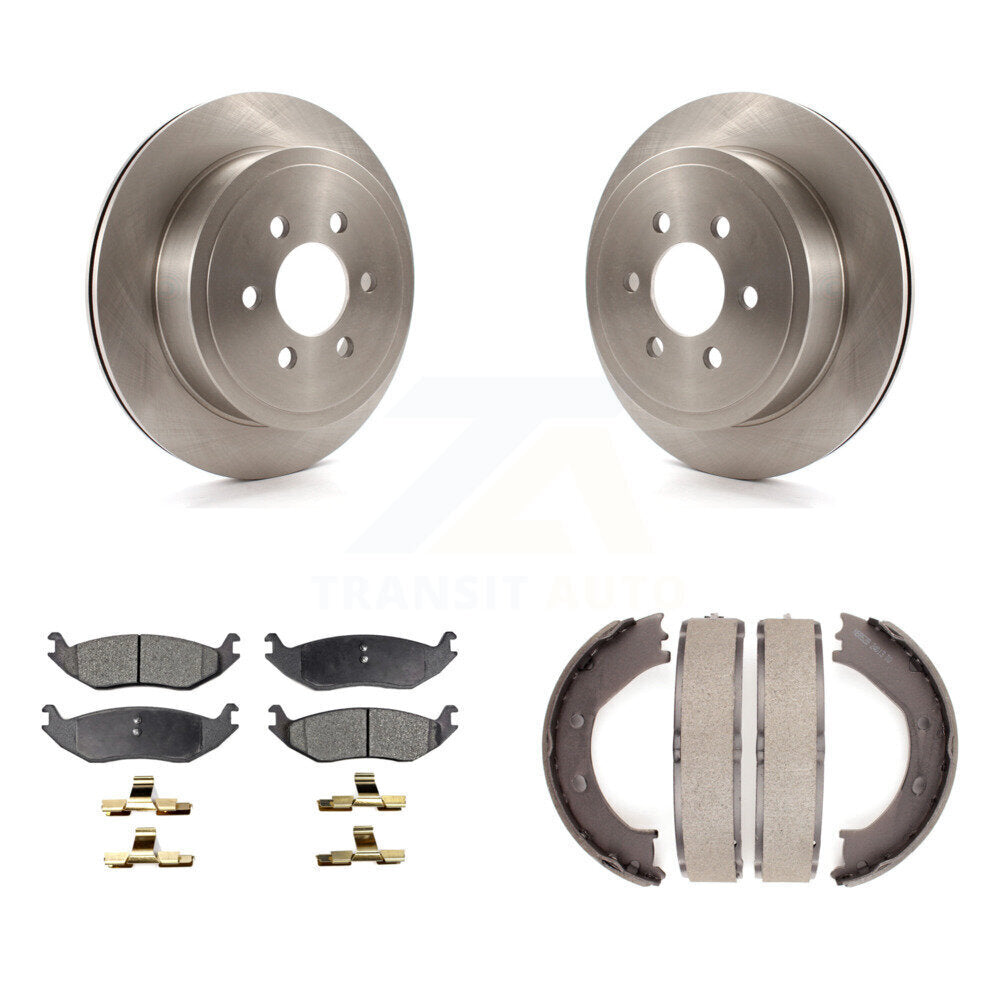 Rear Disc Rotors Semi-Metallic Pads And Parking Brake Shoes Kit For 2003 Dodge Durango K8F-104733