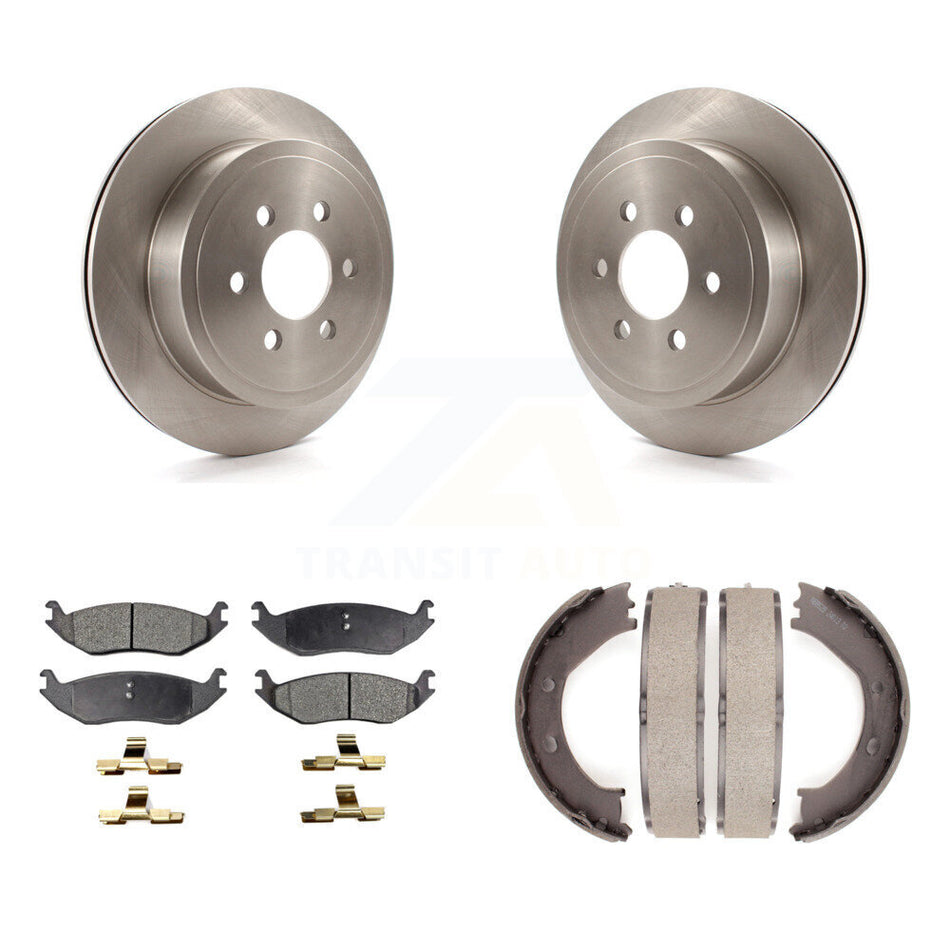 Rear Disc Rotors Semi-Metallic Pads And Parking Brake Shoes Kit For 2003 Dodge Durango K8F-104733