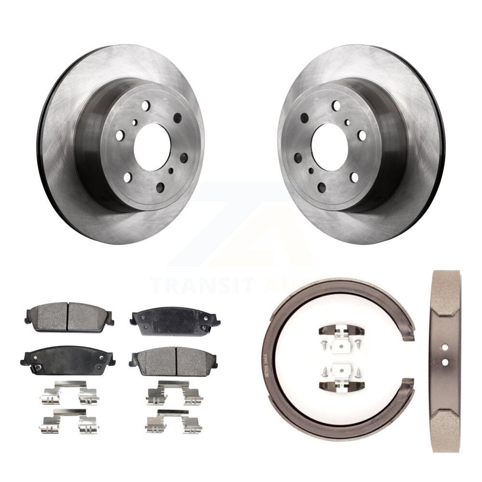 Rear Disc Rotors Semi-Metallic Pads Parking Shoes Kit For Chevrolet GMC Sierra 1500 Tahoe K8F-104734