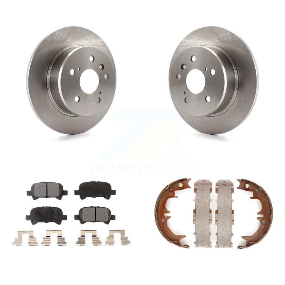 Rear Disc Rotors Semi-Metallic Pads & Parking Brake Shoes Kit For 2000-2004 Toyota Avalon K8F-104736