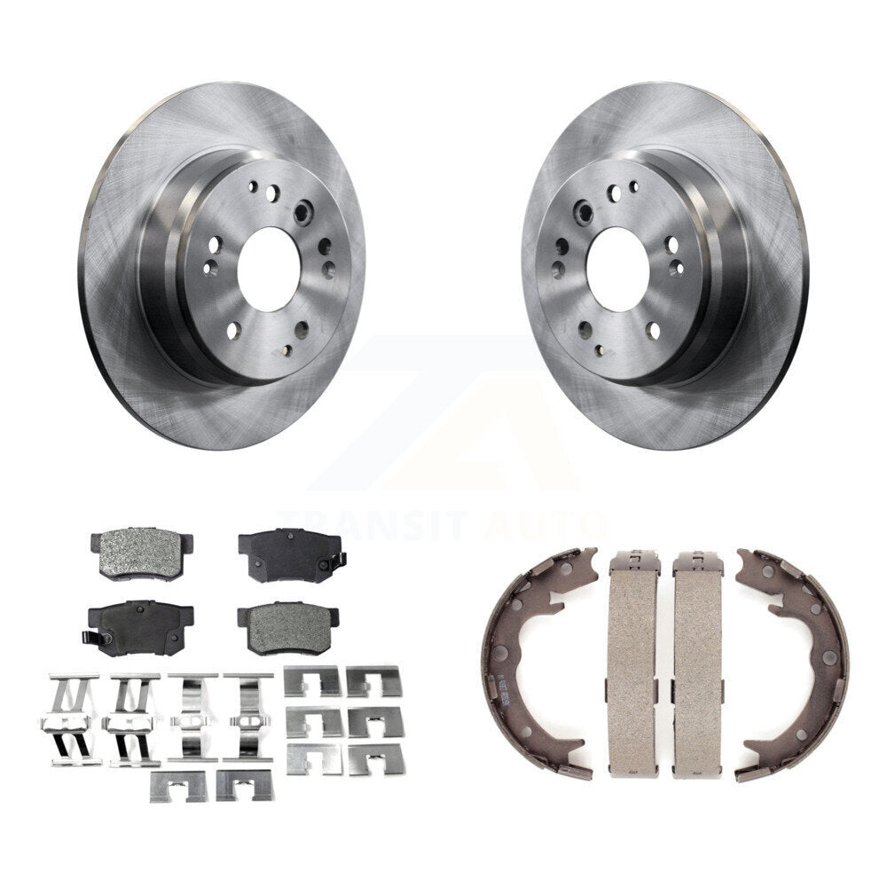Rear Disc Rotors Semi-Metallic Pads & Parking Brake Shoes Kit For Acura TL Honda Element K8F-104739