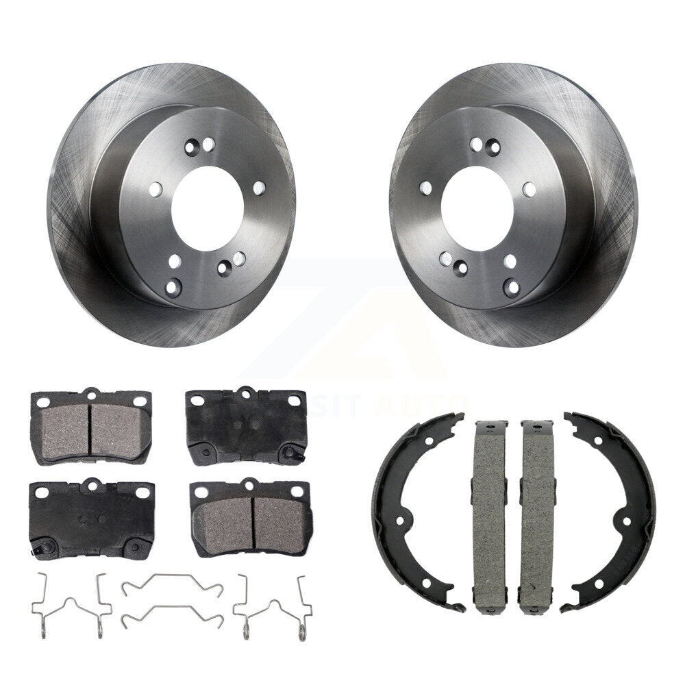 Rear Disc Rotors Semi-Metallic Pads And Parking Brake Shoes Kit For Lexus IS250 K8F-104749