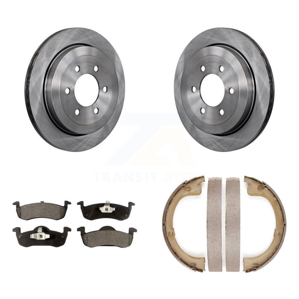 Rear Disc Rotors Semi-Metallic Pads & Parking Brake Shoes Kit For Ford Expedition Lincoln K8F-104751