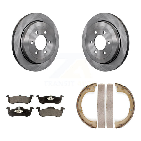 Rear Disc Rotors Semi-Metallic Pads & Parking Brake Shoes Kit For Ford Expedition Lincoln K8F-104751
