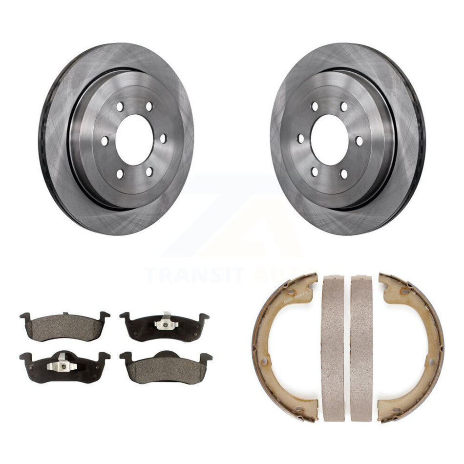 Rear Disc Rotors Semi-Metallic Pads & Parking Brake Shoes Kit For Ford Expedition Lincoln K8F-104751