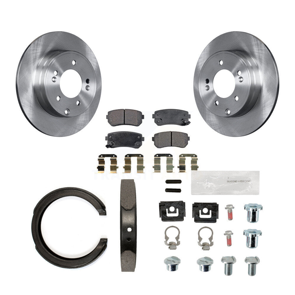 Rear Disc Rotors Semi-Metallic Pads Parking Shoes Hardware Kit For Hyundai Tucson Sonata K8F-104756