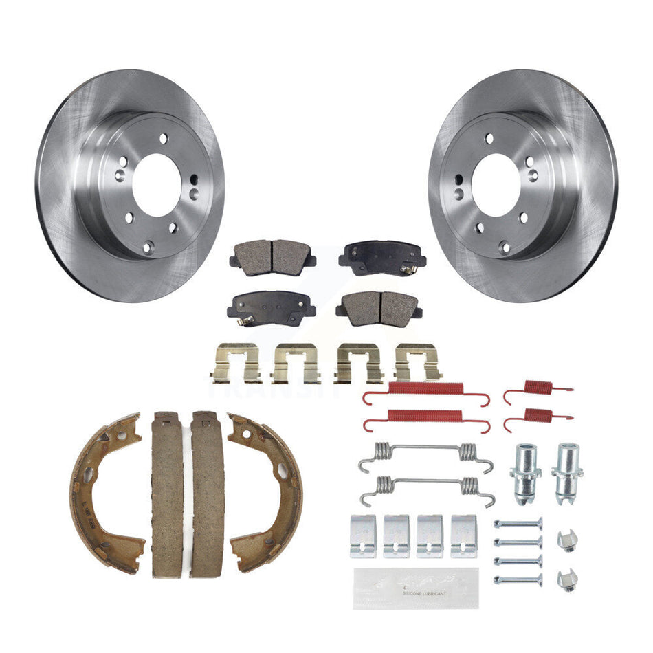 Rear Disc Rotors Semi-Metallic Pads Parking Shoes And Hardware Kit For Hyundai Sonata Kia K8F-104758